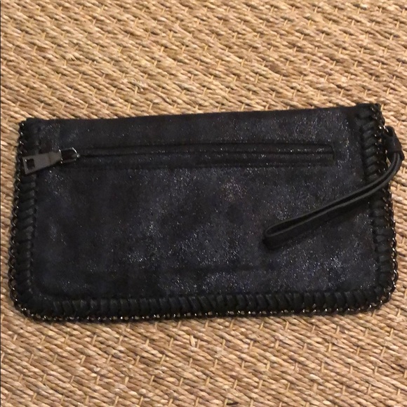 NWOT Black leather clutch with wristlet - Picture 3 of 3
